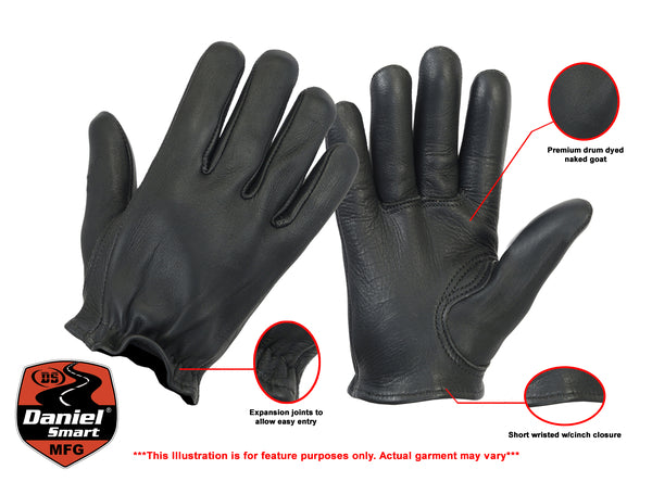 Daniel Smart Mfg. leather police-style motorcycle gloves features