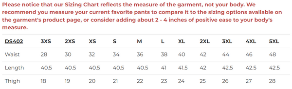 Daniel Smart Mfg. leather motorcycle chaps model DS402 sizing chart