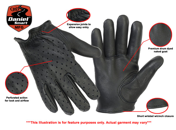 Daniel Smart Mfg. perforated leather police-style motorcycle gloves