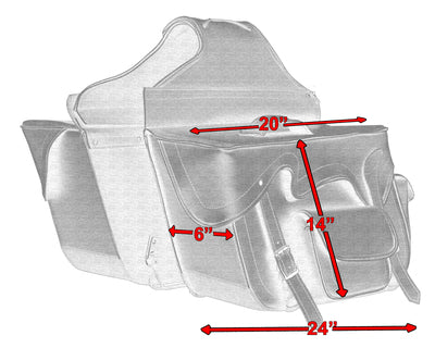 Daniel Smart Mfg. two-strap locking motorcycle saddlebag sizing chart