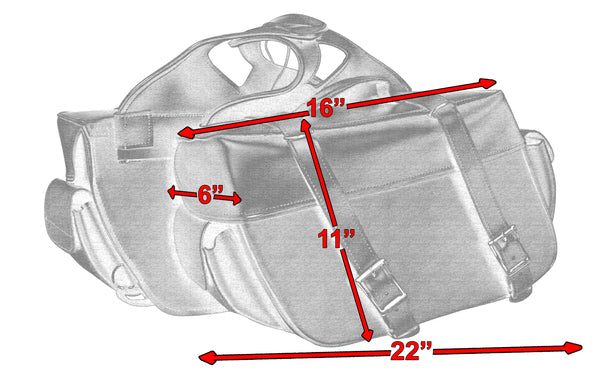 Daniel Smart Mfg. two-strap motorcycle saddlebag model DS321 size dimensions