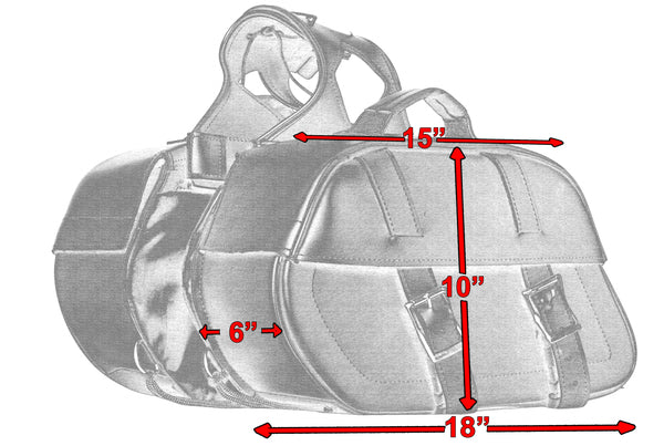 Daniel Smart Mfg. two-strap motorcycle saddlebag DS342 size dimensions