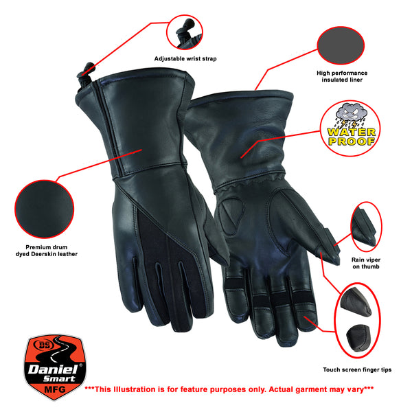 Daniel Smart Mfg. women's insulated leather motorcycle cruiser gloves DS70 features