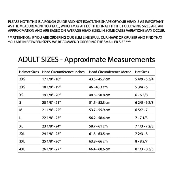 Daytona Helmets motorcycle helmet sizing chart