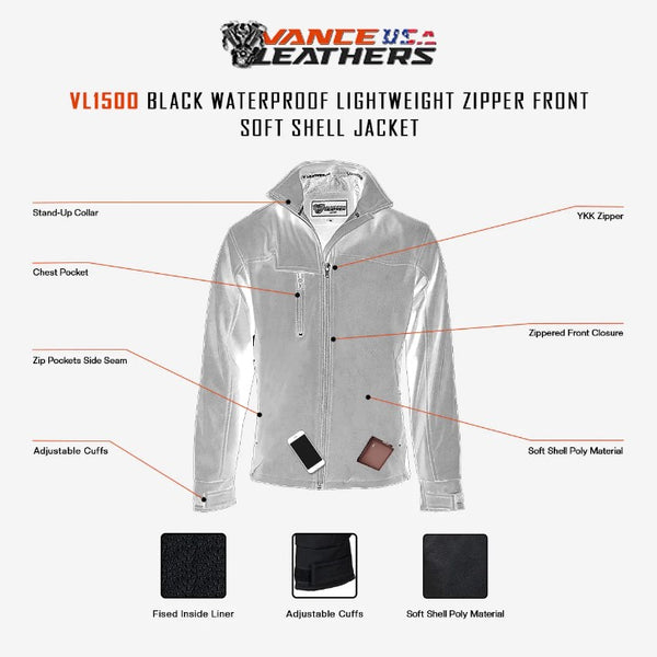 Vance Leathers lightweight waterproof motorcycle jacket features