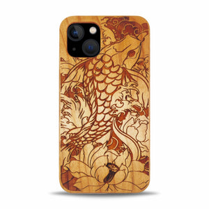 iPhone 13 Wood Phone Case Fish