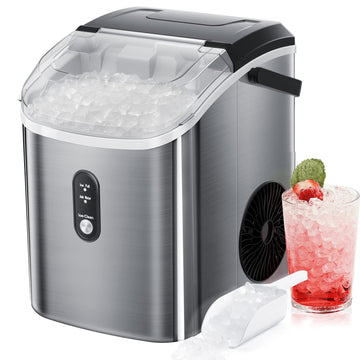 Antarctic Star Nugget Countertop Ice Maker with Soft Chewable Ice, Automatic 34s in 24 Hours,Pebble Portable Ice Machine with Ice Scoop, Self-Cleaning