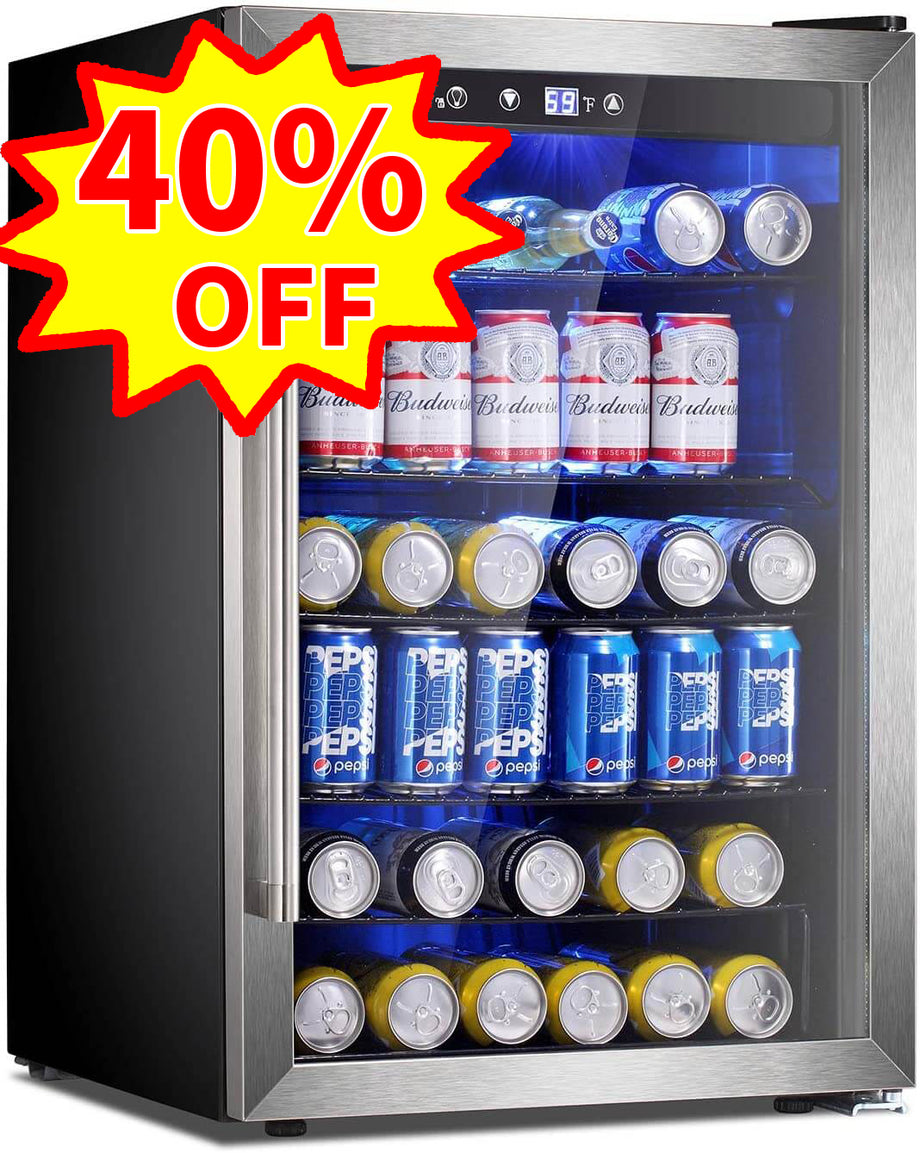 Antarctic Star 2.3 Cu. ft. Black Beverage Refigerator -85 Can Mini Fridge for Soda Beer or Wine