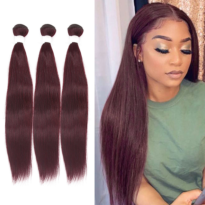 CEXXY VIRGIN HAIR #99J COLORED HAIR EXTENSION STRAIGHT BUNDLE DEAL