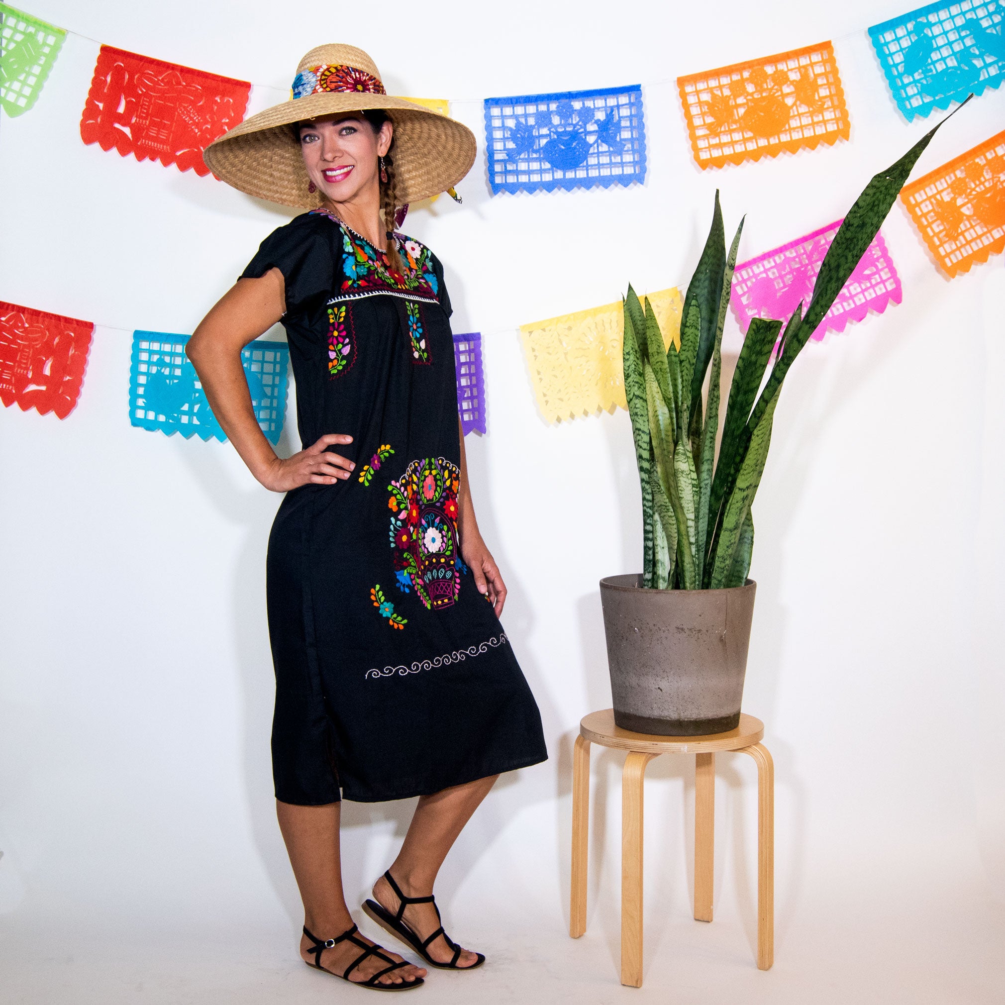 black mexican style dress