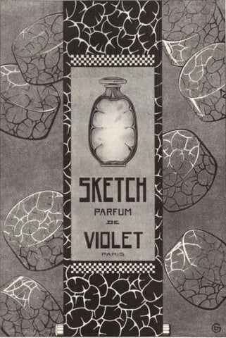 Sketch de Violet, ancienne affiche Lucien Gaillard dans l'illustration, Carnet de création