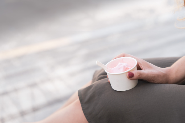 white ice cream pots