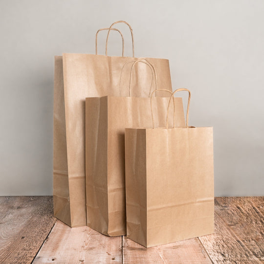 Recyclable and Compostable Brown Block Bottom Paper Bags for Flour