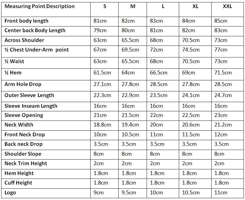 Size Chart For Oversized Tees