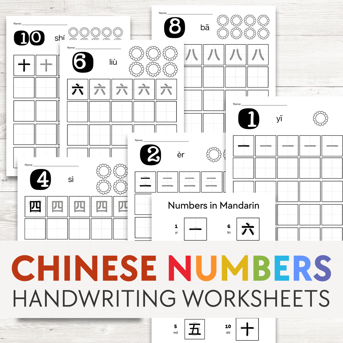 Mandarin Chinese Numbers Worksheet