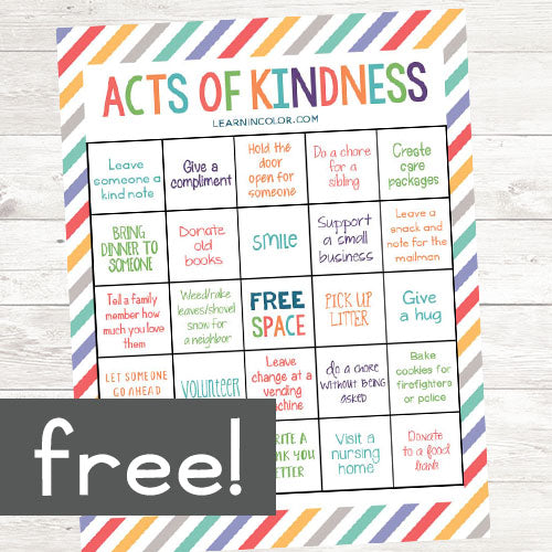 Random Acts of Kindness Bingo Grades: 2-5 – Learn in Color