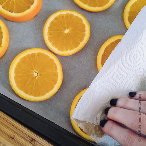 Oranges on cookie sheet