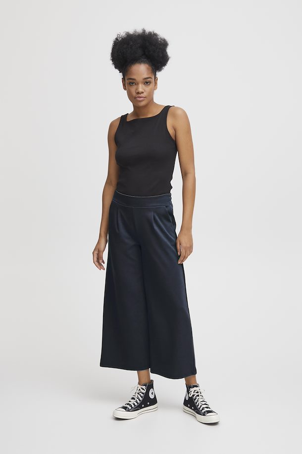 hinanden Lad os gøre det Turbine ICHI Kate Wide Legged Jersey Cropped Trousers - Total Eclipse – Jackeroo  Boutique