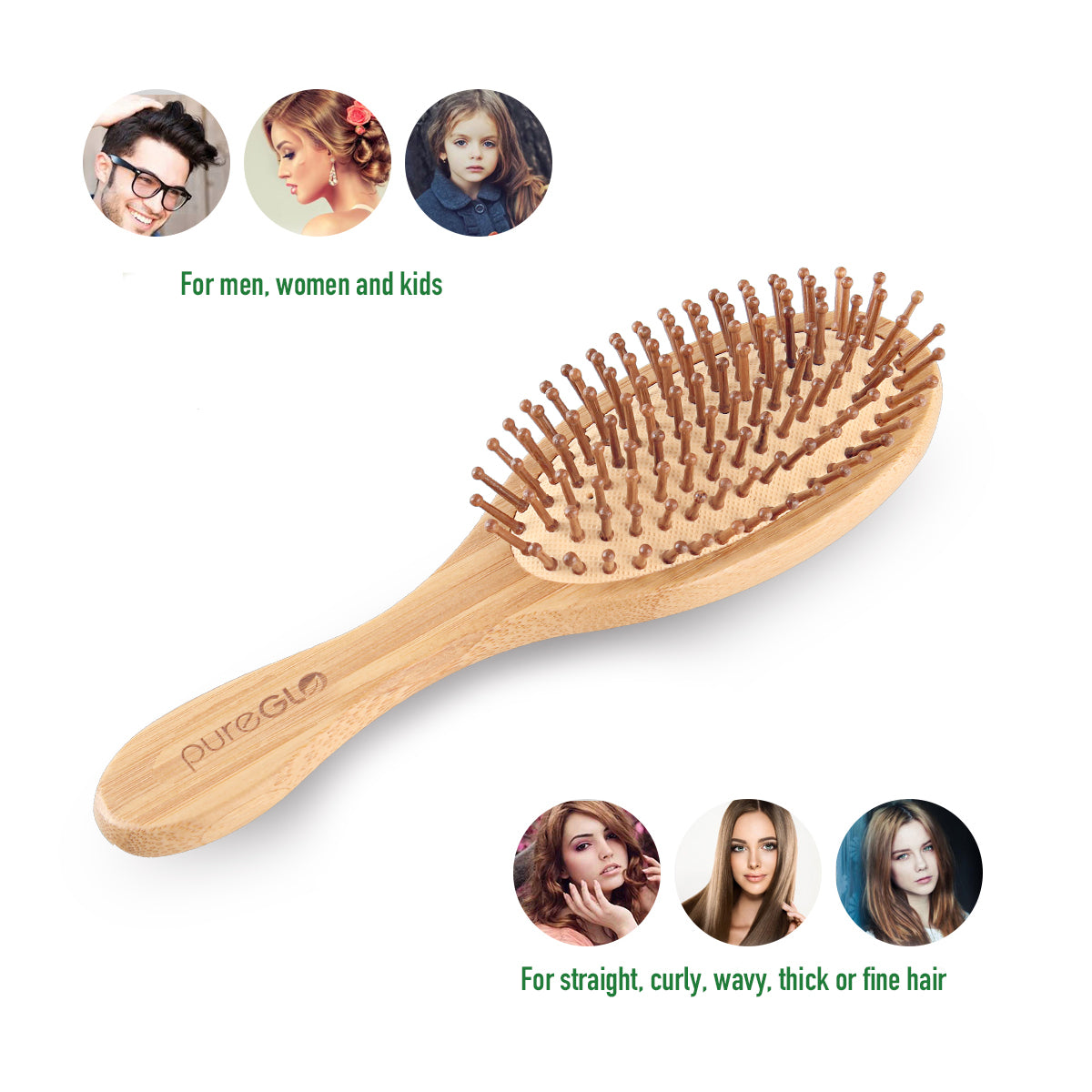 Shop Natural Bamboo Paddle Hair Brush Oval For Sale Bamboo Natural Brush Pureglo Naturals