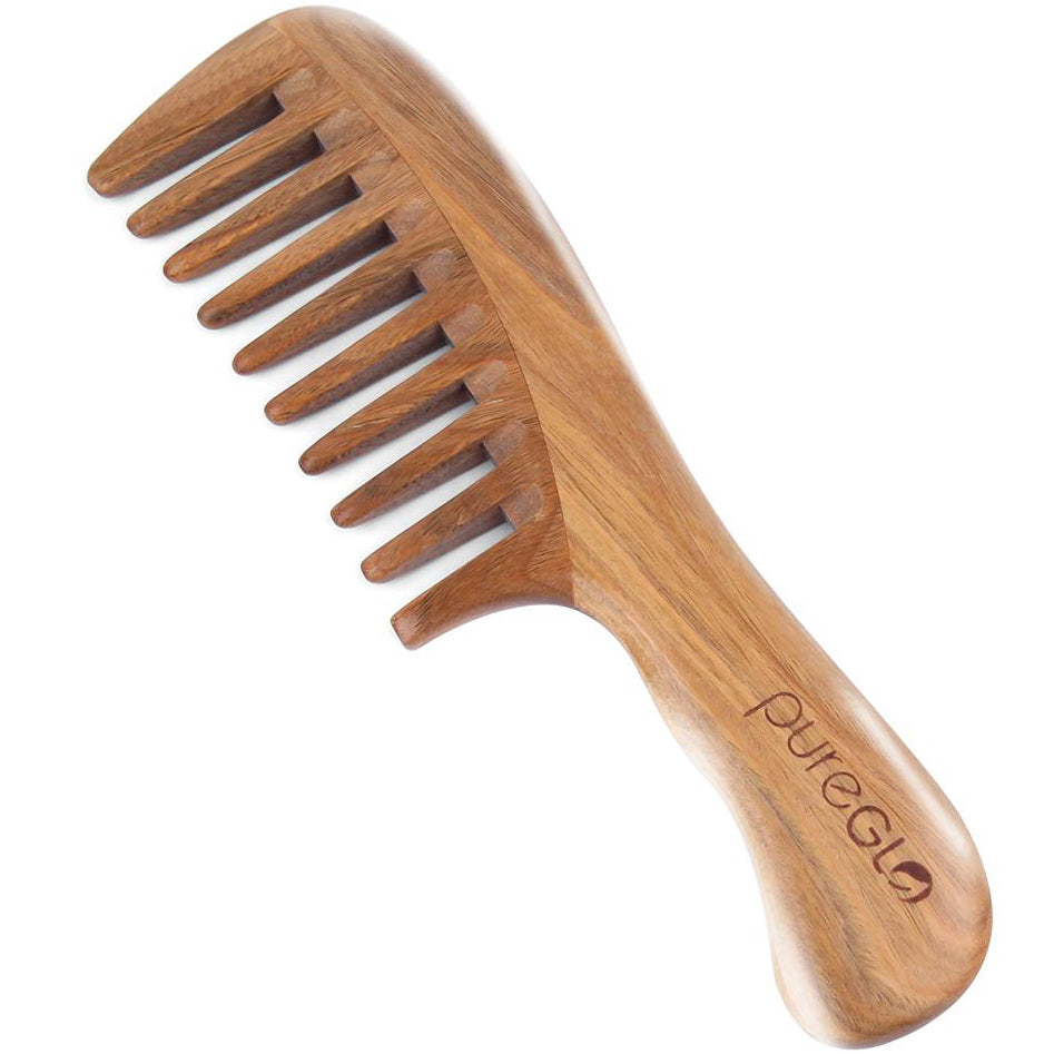 Handmade Wooden Massage Wide Tooth Curly Hair Comb – pureGLO Naturals