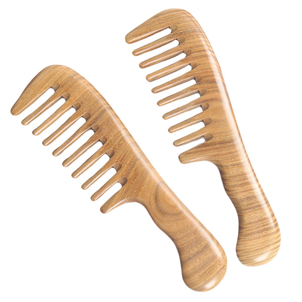 Natural Massage Wooden Wide Tooth Curly Hair Comb – pureGLO Naturals