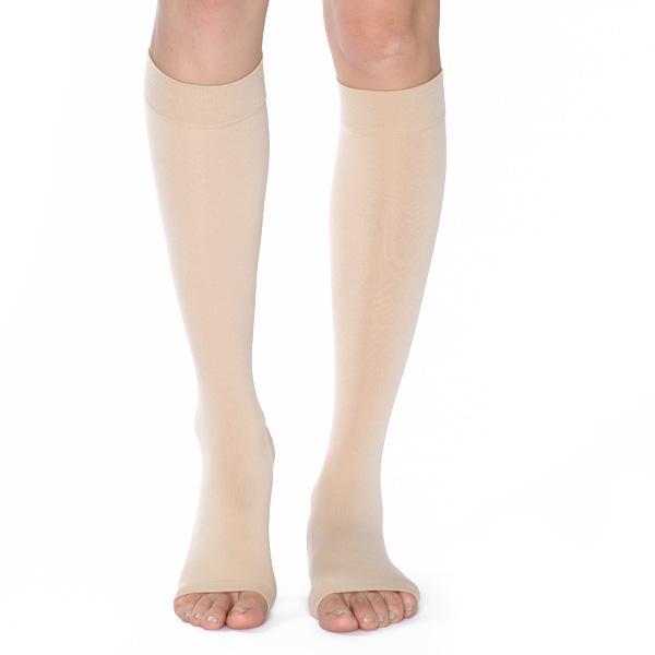 Mediven Plus Beige Calf Knee Compression Stockings Wide Open Toe Size 2 CCL1