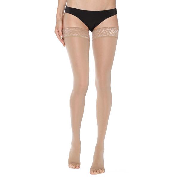 Reveal 20-30 mmHg Thigh with Lace Silicone Top Band – CVR Compression Care