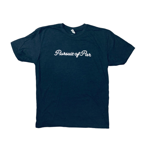 PURSUIT OF PAR SCRIPT TEE-HEATHER NAVY