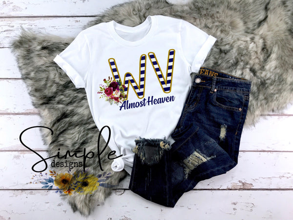 Wv Almost Heaven T Shirt Long Sleeve Tees Raglans Simple Designs And More