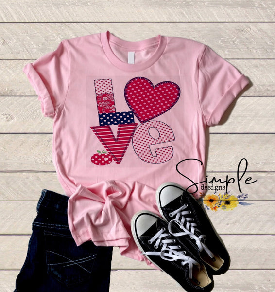 Polka Dot LOVE Heart T-shirt, Valentines Day, Love Never Fails, Love One Another