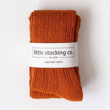 Pumpkin Spice Cable Knit Tights-Socks & Tights-Little Stocking Company-0-6 M-bluebird baby & kids