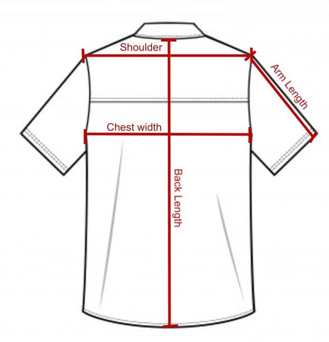 Airthreads Size Chart - Men's Short Sleeve