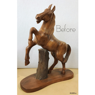 Vintage Hand Carved Wooden Stallion Horse Sculpture | eXibit collection