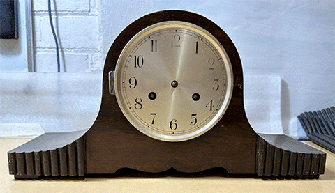 Vintage Napoleon Style Hammer on Coil Chime Mantel Clock | eXibit collection