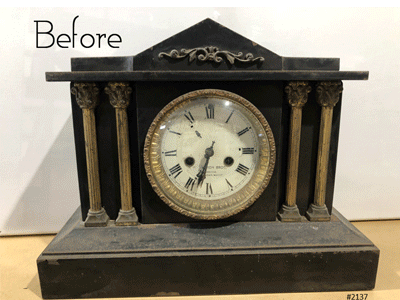 Antique WATERBURY Cast Iron Mantel Clock | eXibit collection