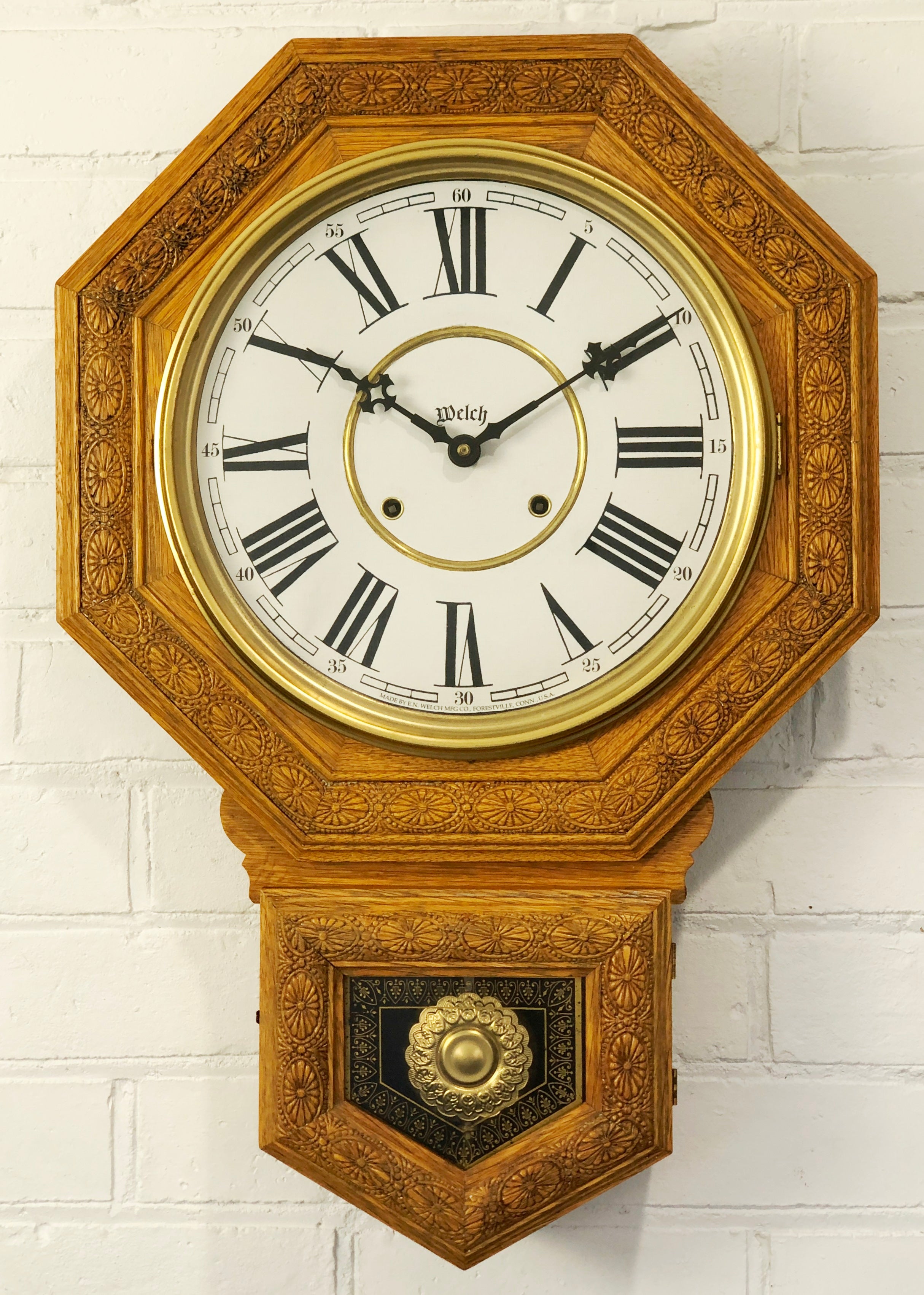 Antique HUGE Welch Regulator Wall Clock | eXibit collection