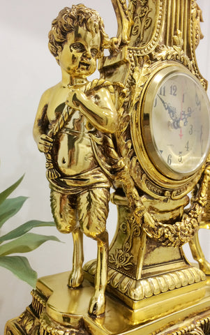 Vintage Ornate Cherub Cupid Mantel Clock | eXibit collection