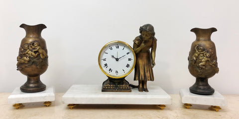 Vintage Garniture Spelter Mantel Clock | Adelaide Clocks