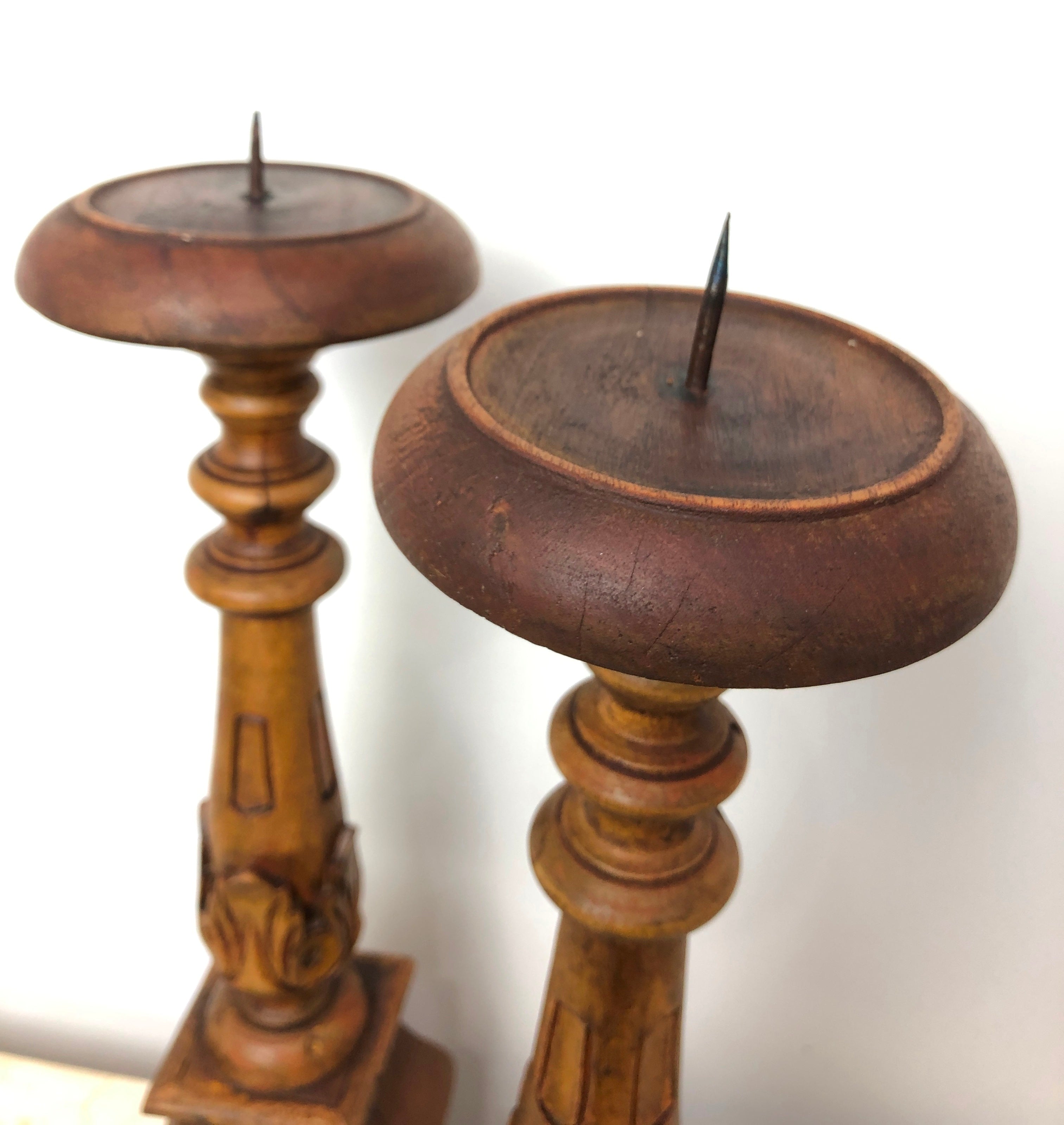 Vintage Ornate Hand Carved Wooden Candle Holder Exibit Collection