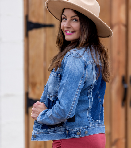 patch work denim jean jacket