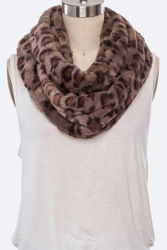 Fuzzy leopard print scarf