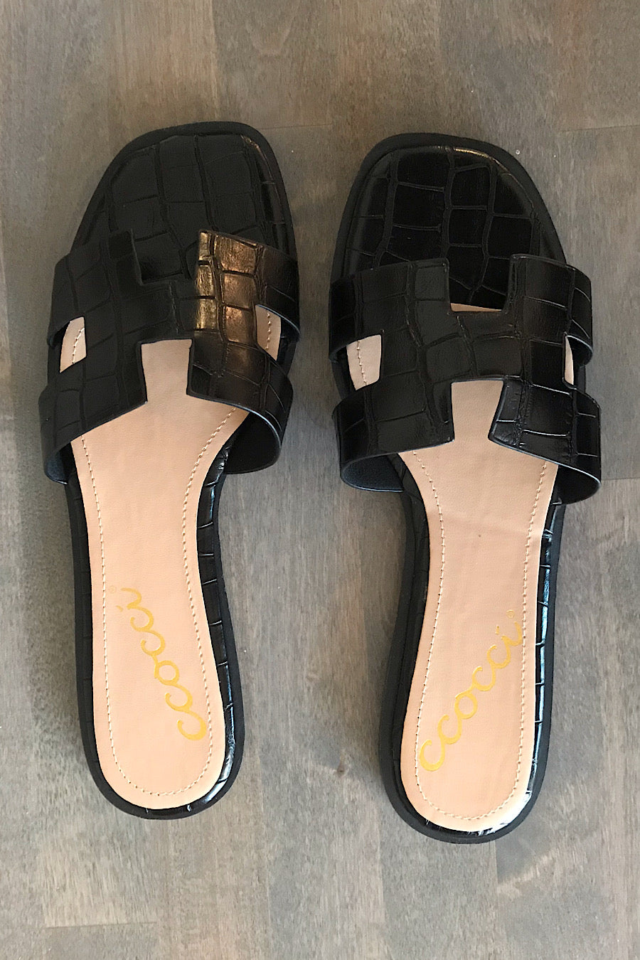 black h sandals