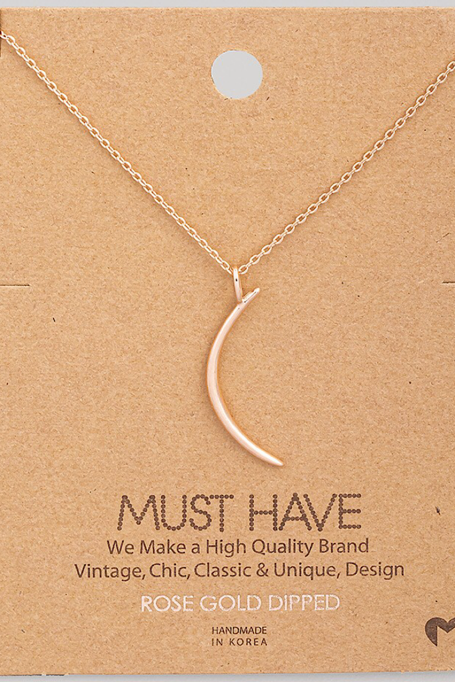 Thin Crescent Moon Necklace in Gold or Rose Gold