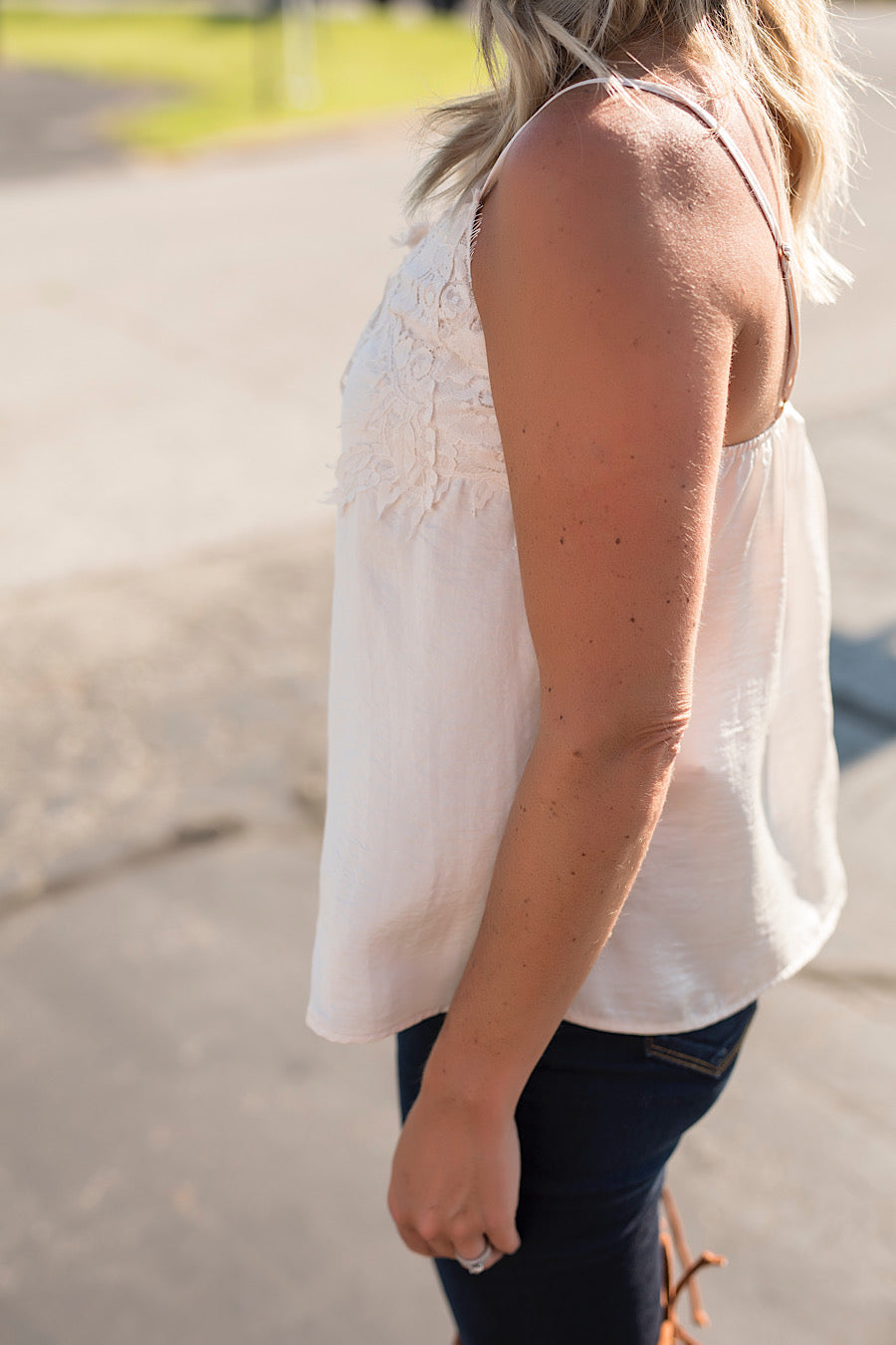 cream lace cami top