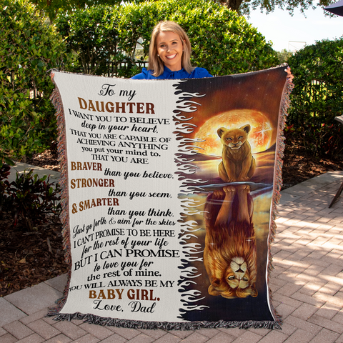 Father To Daughter Gifts - To My Daughter Promise From Dad Gift - Heirloom Woven Blanket