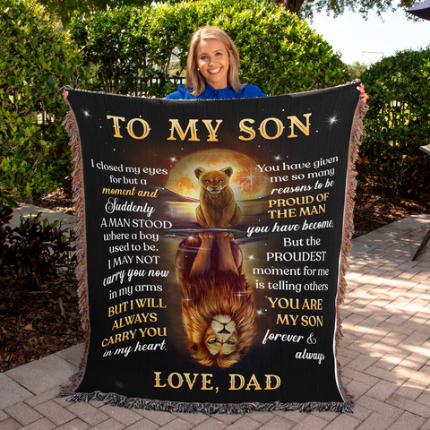 Father To Son Gifts - To My Son From Dad Gift - Heirloom Woven Blanket
