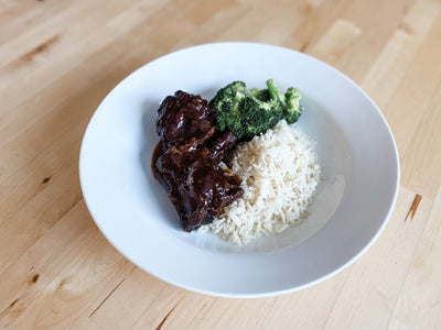 Ginger Hoisin Beef Roast with Rice and Broccoli