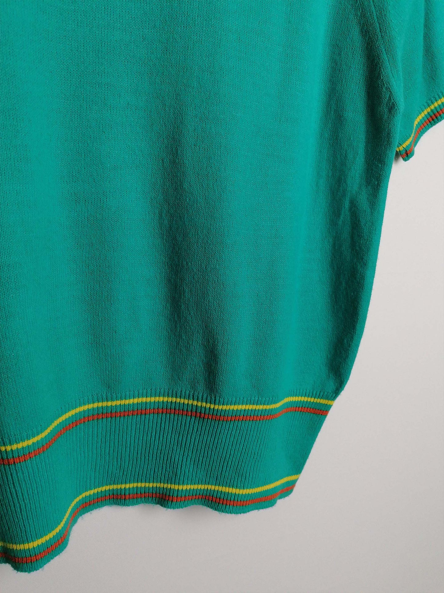 70's FILLEUR Soft Knit Top Retro Turquoise Green - size S-M