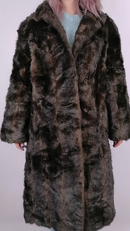 80's Faux Fur Long Coat Canada - size M / US 10