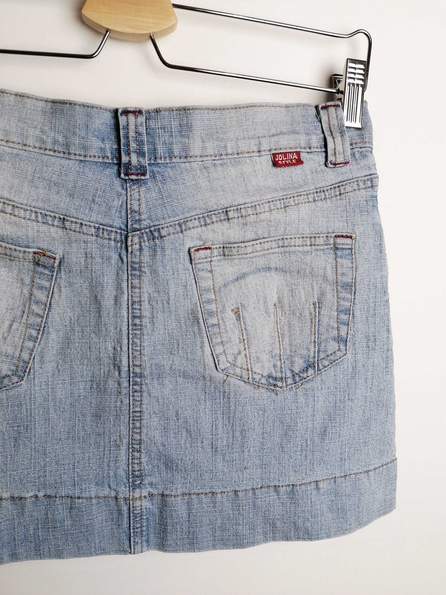 Y2K Denim mini-skirt lightwash faded blue - size S